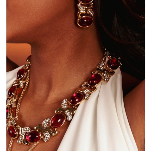 By Lolita Titan Ruby Earrings and Necklace Set - Picture 3 of 4